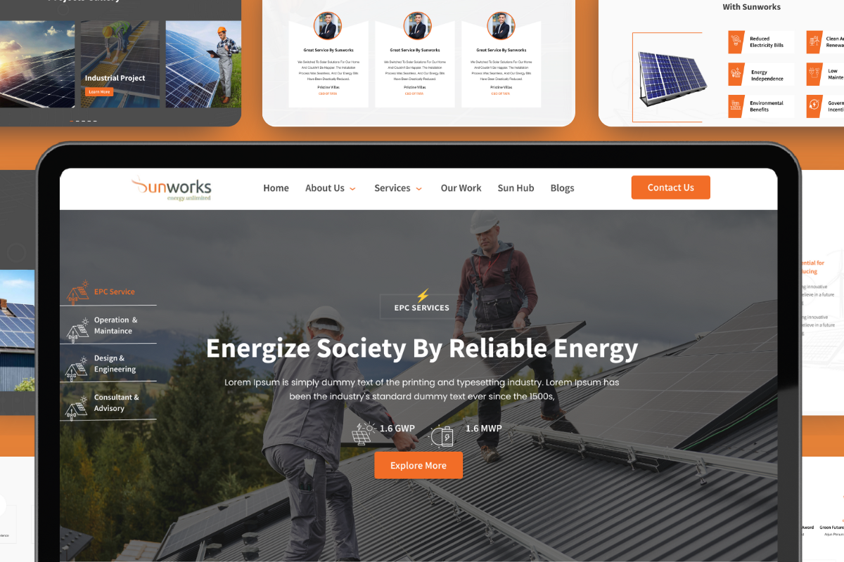 Freelance website Design Services for sunworks company in hyderabad
