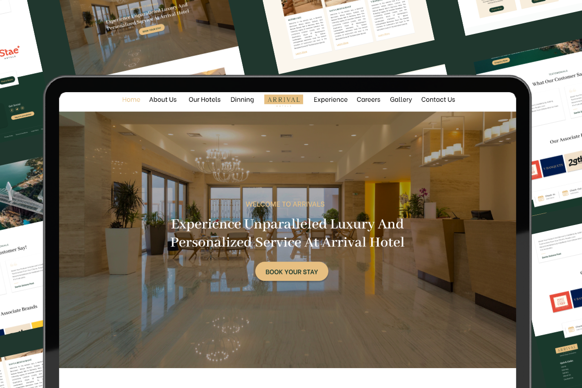 Freelance website Design Services for arrival hotel company in hyderabad