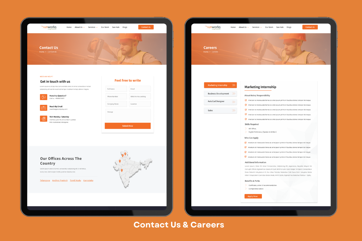 Freelance website Design Services for sunworks company in hyderabad