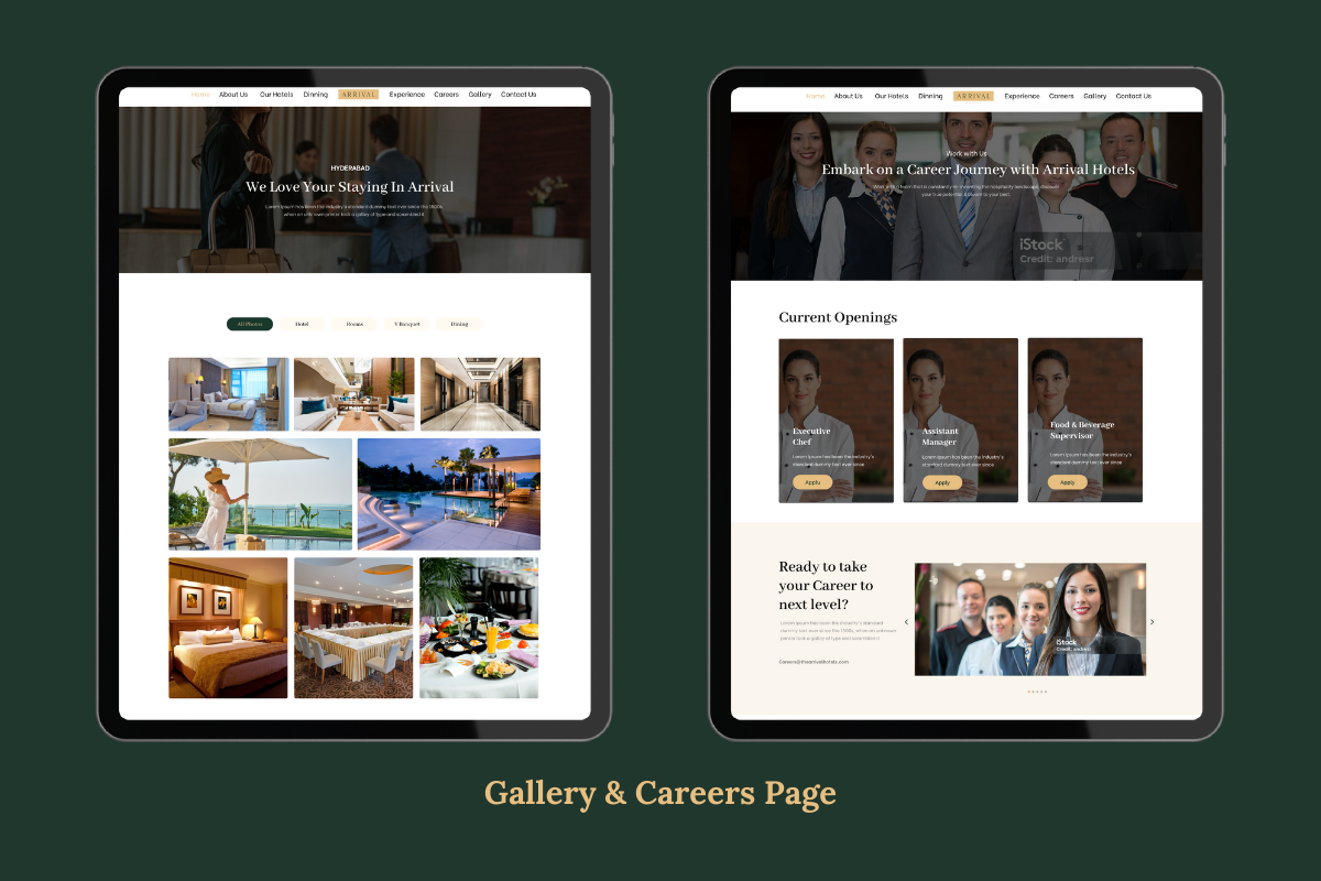 Freelance website Design Services for arrival hotel company in hyderabad