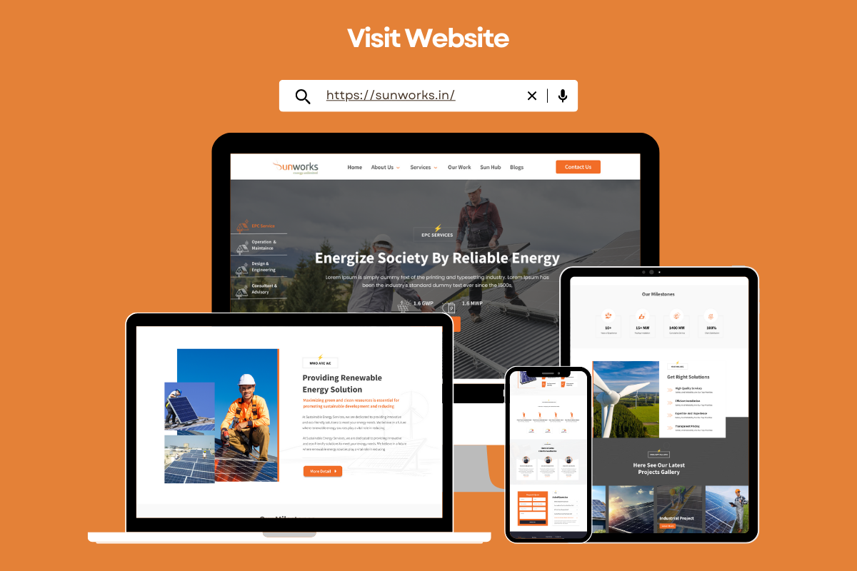 Freelance website Design Services for sunworks company in hyderabad