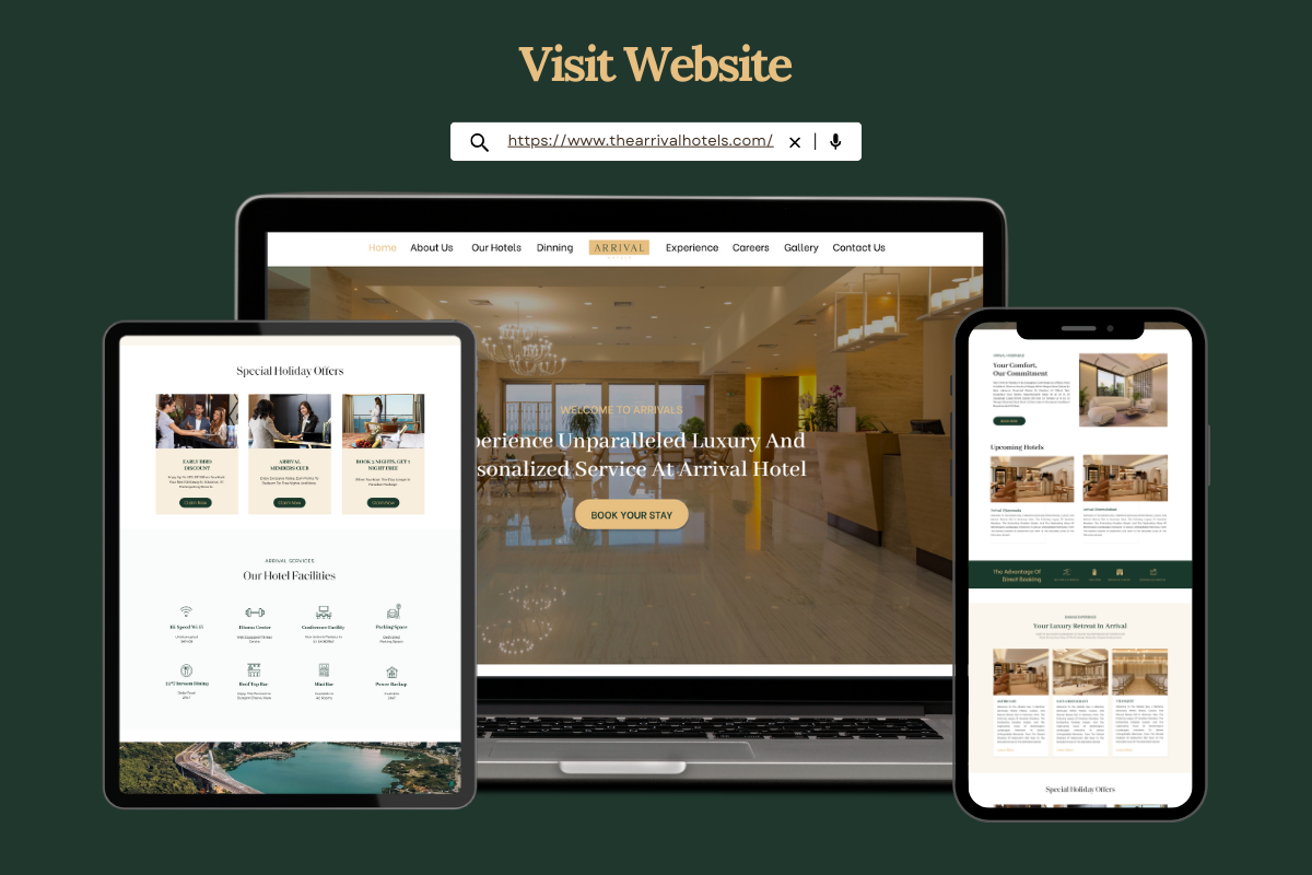 Freelance website Design Services for arrival hotel company in hyderabad