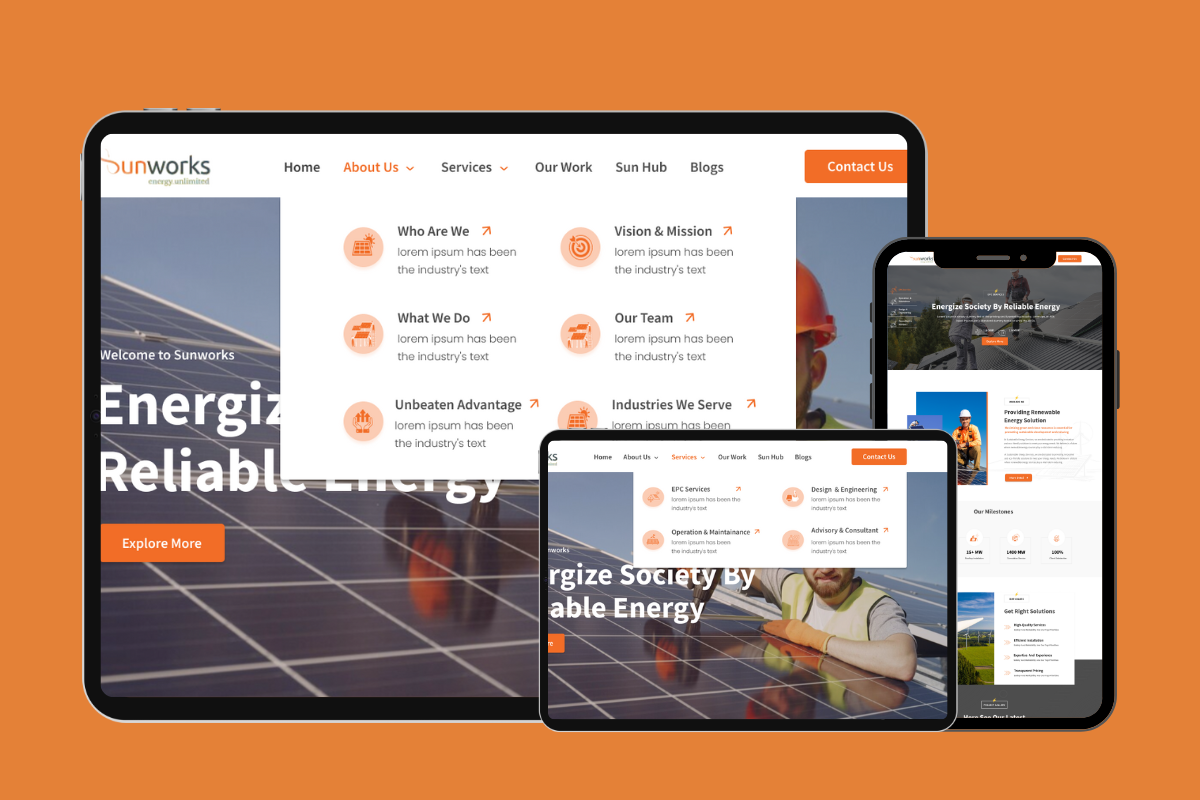 Freelance website Design Services for sunworks company in hyderabad