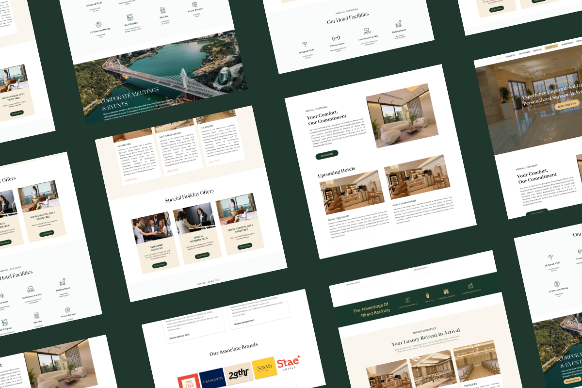 Freelance website Design Services for arrival hotel company in hyderabad