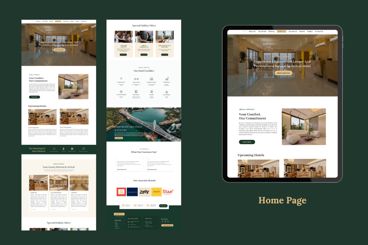 Freelance website Design Services for arrival hotel company in hyderabad