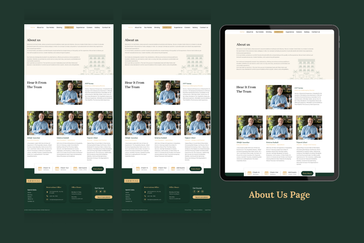 Freelance website Design Services for arrival hotel company in hyderabad