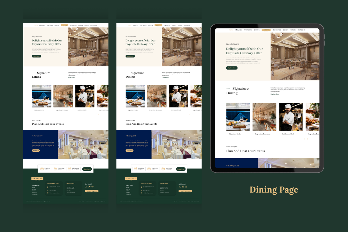 Freelance website Design Services for arrival hotel company in hyderabad